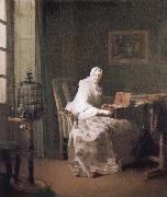 Jean Baptiste Simeon Chardin Birdie and woman oil painting on canvas